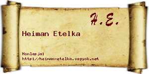 Heiman Etelka névjegykártya